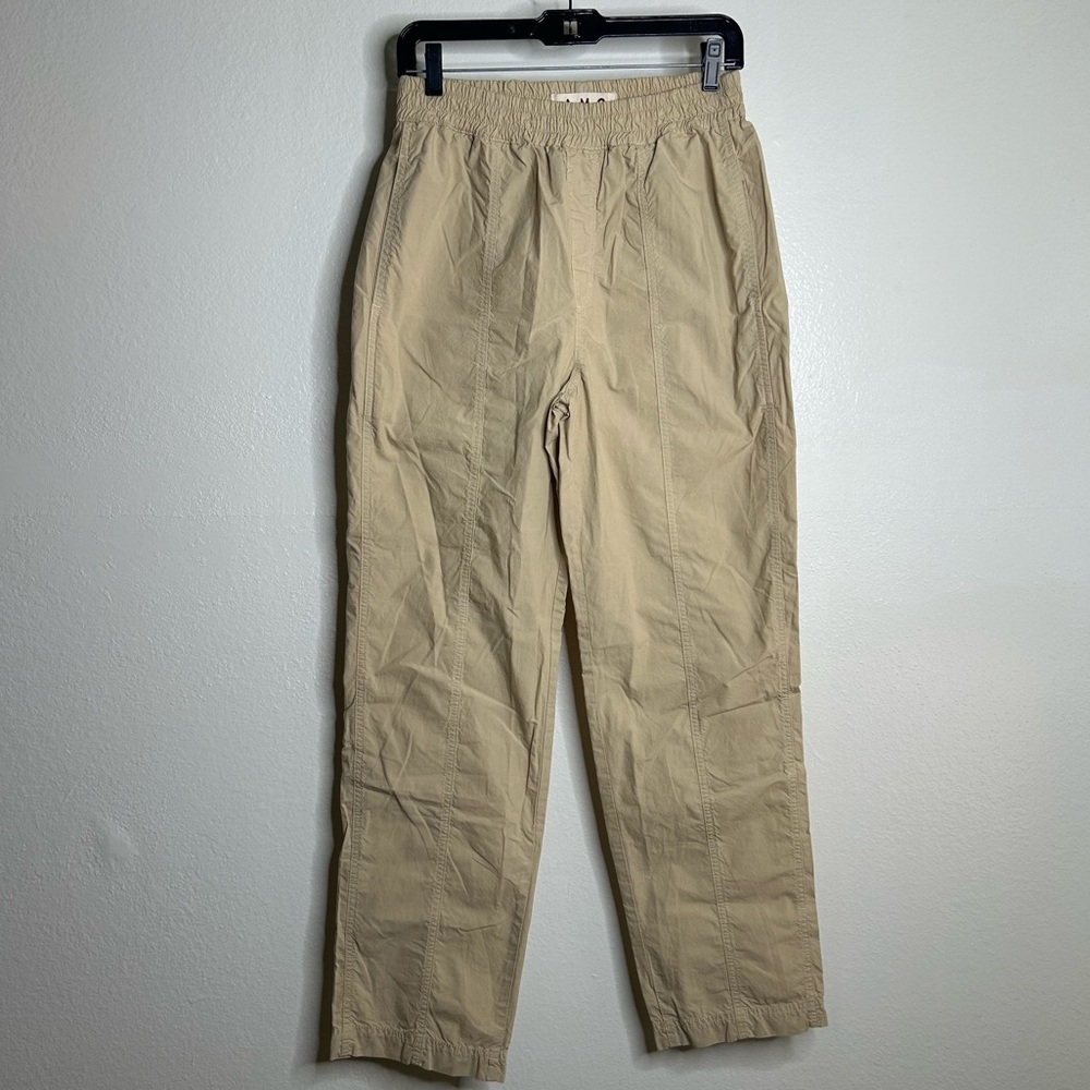 AMO 100% Cotton Tan High Waisted Straight Leg Lightweight Pull on Pant